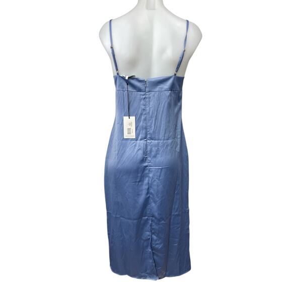 NEW WeWoreWhat Blue Satin Sleeveless Cowl Neck Cami Camisole Tank Slip Dress XL - Picture 2 of 5